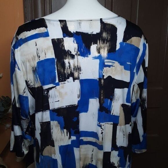 Maggie Barnes Abstract Elegant Top Blouse Plus size 3X - Picture 10 of 12